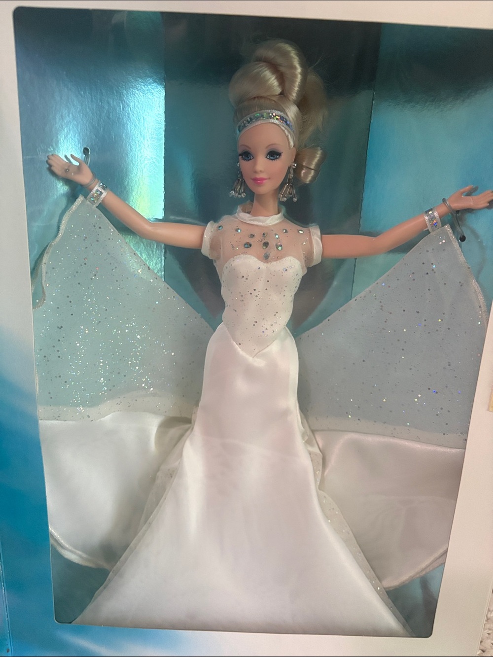 Barbie Classique Starlight Dance Barbie Doll Boxed Art - White & Teal 1996 - Picture 3 of 4